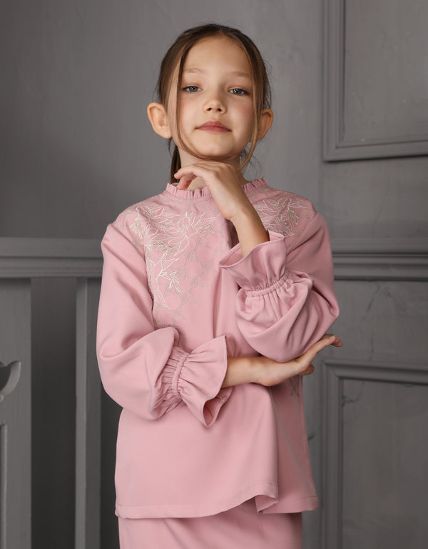 KIDS BAJU KURUNG KEDAH OVIDIA (DUSTY PINK)